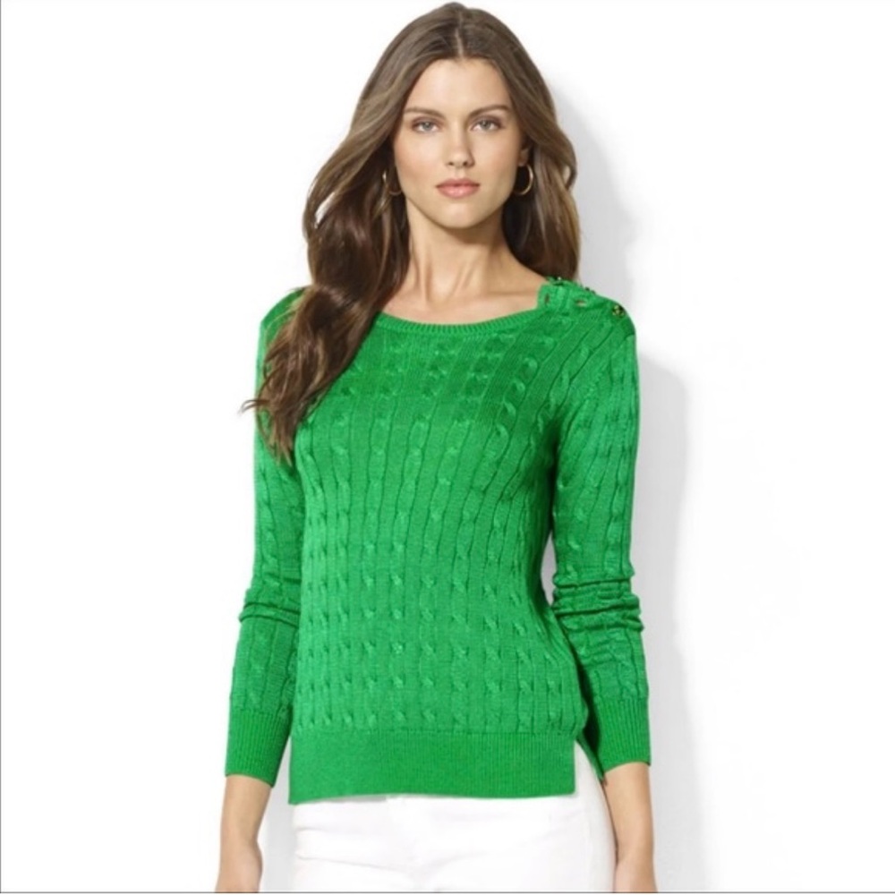 Ralph Lauren’s Green Cable Knit Women's Sweater